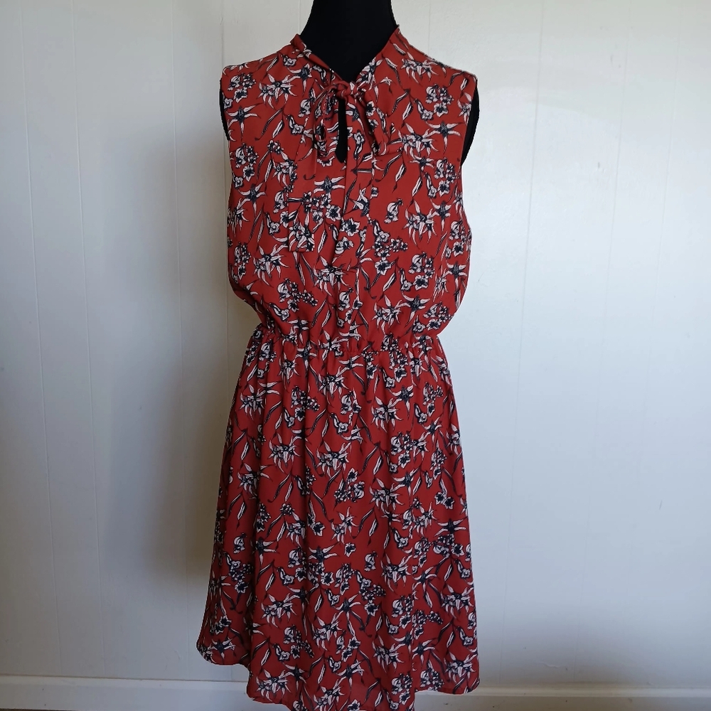 Collective Concepts 100% Polyester Sz Sm Red Orange Halter Sundress